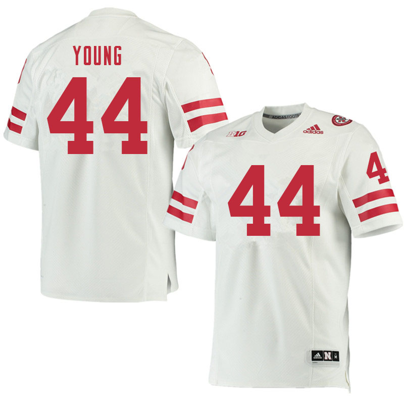 Men #44 Aiden Young Nebraska Cornhuskers College Football Jerseys Sale-White